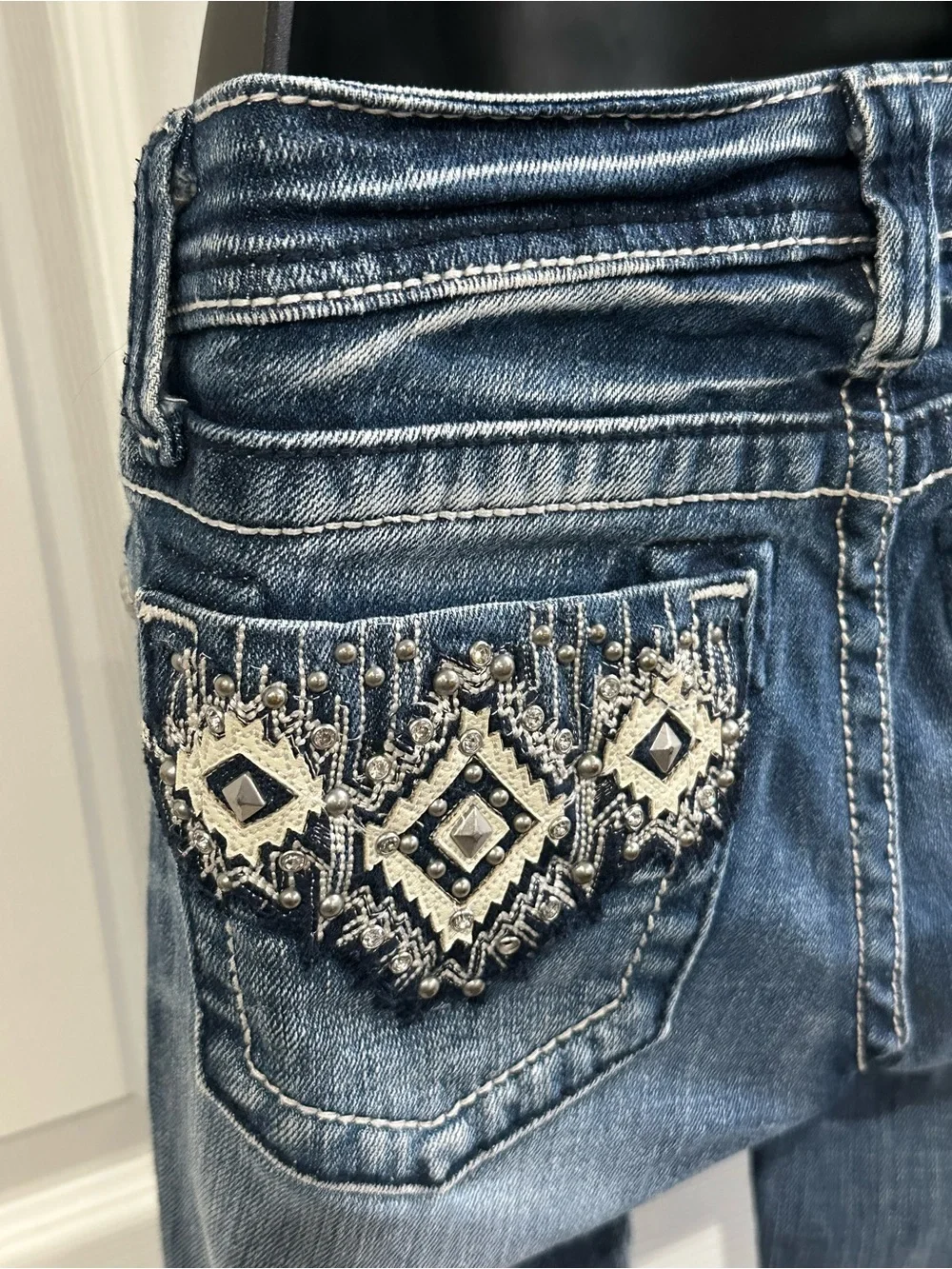 Miss Me Distressed Dark Blue Denim Bermuda Shorts